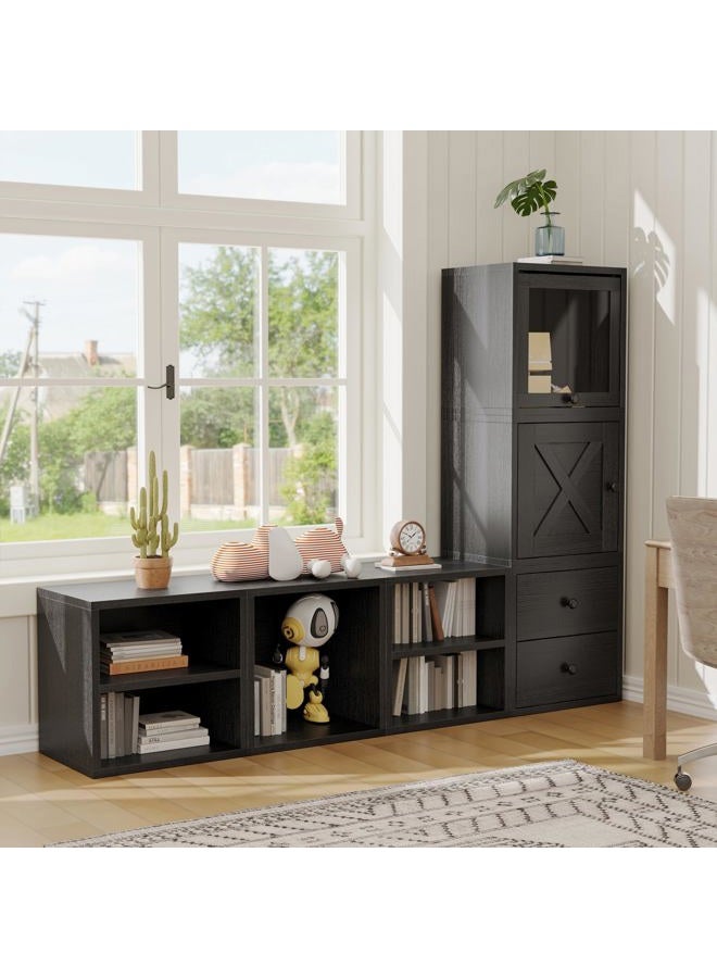 FUSUNBAO Magic DIY Cube Storage Organizer Stackable Cubes for Home Books Clothes Toy -Modular Cubby Storage System -Office Cubical -Bookcase Closet (Black, Drawer Cube) - Image 5