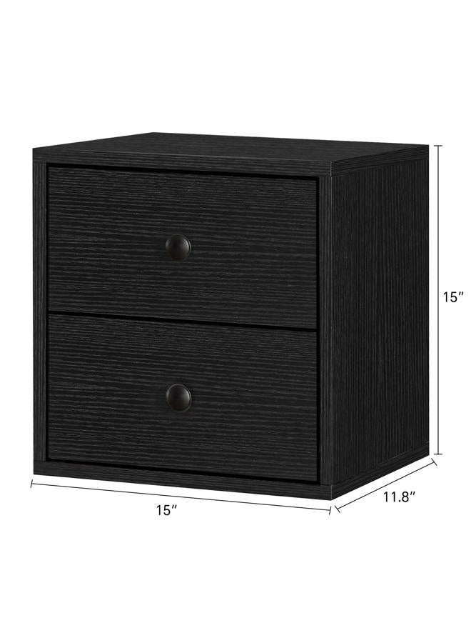 FUSUNBAO Magic DIY Cube Storage Organizer Stackable Cubes for Home Books Clothes Toy -Modular Cubby Storage System -Office Cubical -Bookcase Closet (Black, Drawer Cube) - Image 2