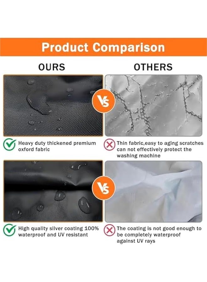 Beauenty Waterproof Washing Machine Cover, Silver Coated Oxford Fabric Washer and Dryer Dust Cover, Sun-Resistant, Dustproof, Anti-Splash for Indoor and Outdoor Use (Grey, M(8-10kg)) - Image 4