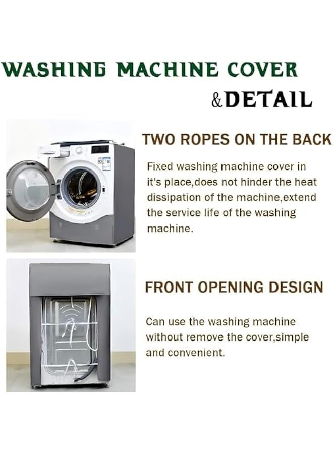 Beauenty Waterproof Washing Machine Cover, Silver Coated Oxford Fabric Washer and Dryer Dust Cover, Sun-Resistant, Dustproof, Anti-Splash for Indoor and Outdoor Use (Grey, M(8-10kg)) - Image 5