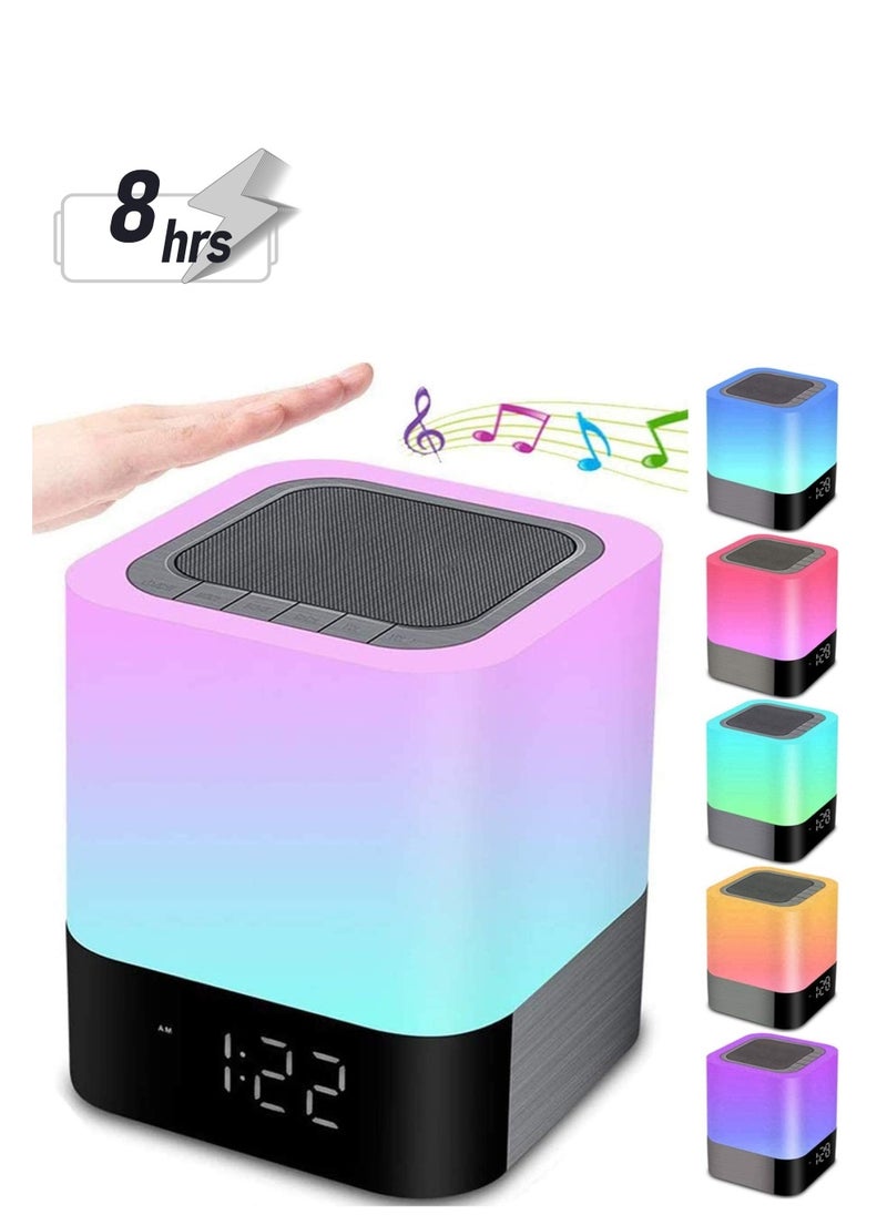 Generic - Bluetooth Speaker with Night Light, Touch Sensor Alarm Clock, Dimmable Multi-Color Bedside Lamp, MP3 Player, Wireless Sound System for Home Use - Image 1