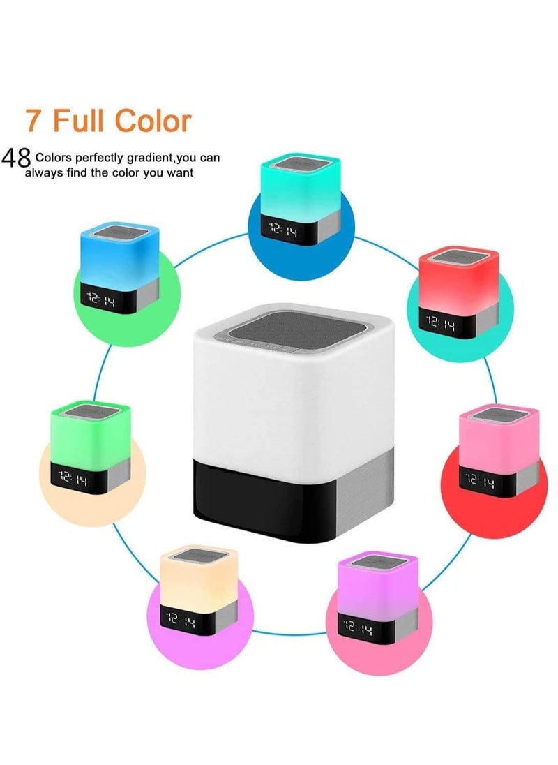 Generic - Bluetooth Speaker with Night Light, Touch Sensor Alarm Clock, Dimmable Multi-Color Bedside Lamp, MP3 Player, Wireless Sound System for Home Use - Image 1