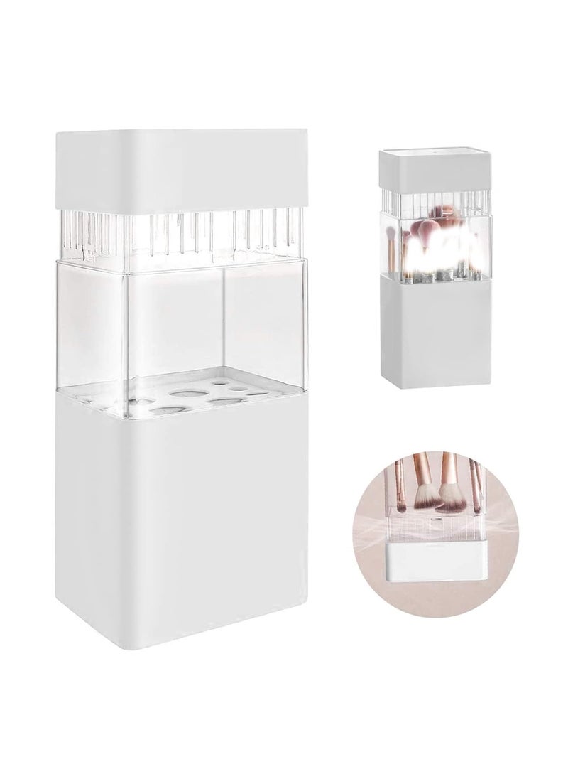 NATURE Ann Make-Up Brush Holder,Brush Drying and Storage Box with Lid, Acrylic Makeup Brush Air Drying Rack Holder Cosmetic Brush Organizer, Waterproof Dustproof Container 12 Holes for Different Brush 