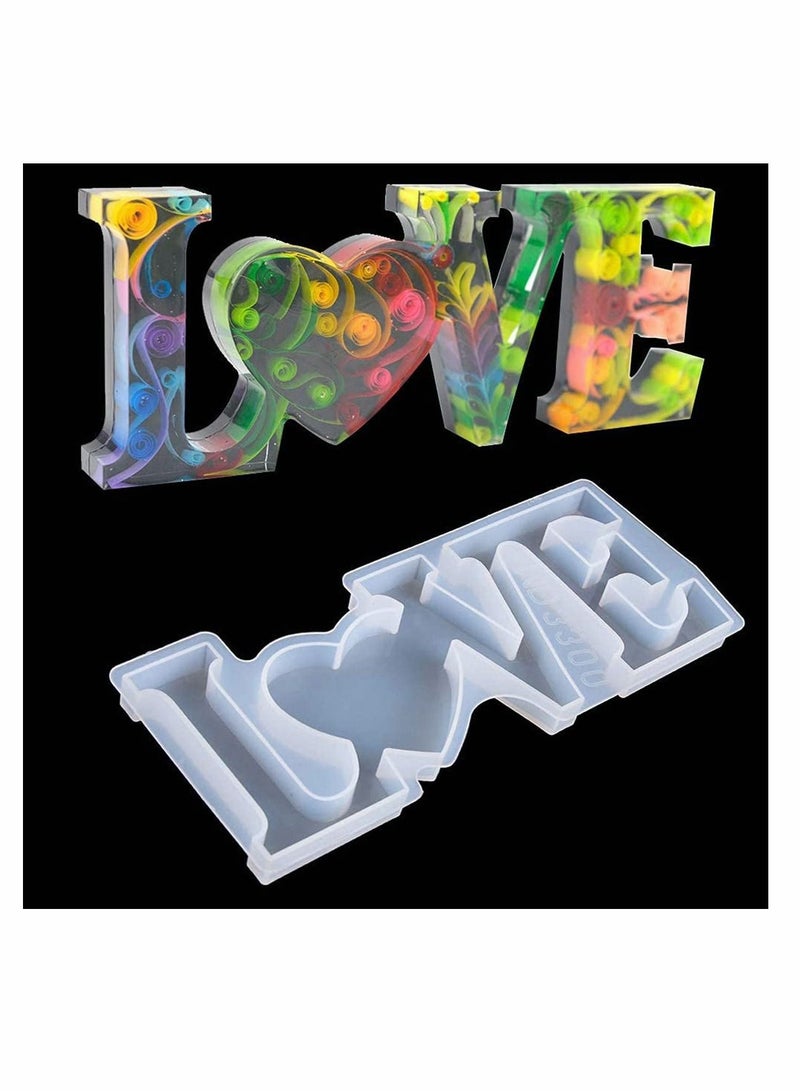 KASTWAVE Crystal Silicone Letter Molds, Love Home Family Resin Molds Kit, DIY Epoxy Molds for Home Decor Wall Art Hanging (Mix 3 Pcs) - Image 5