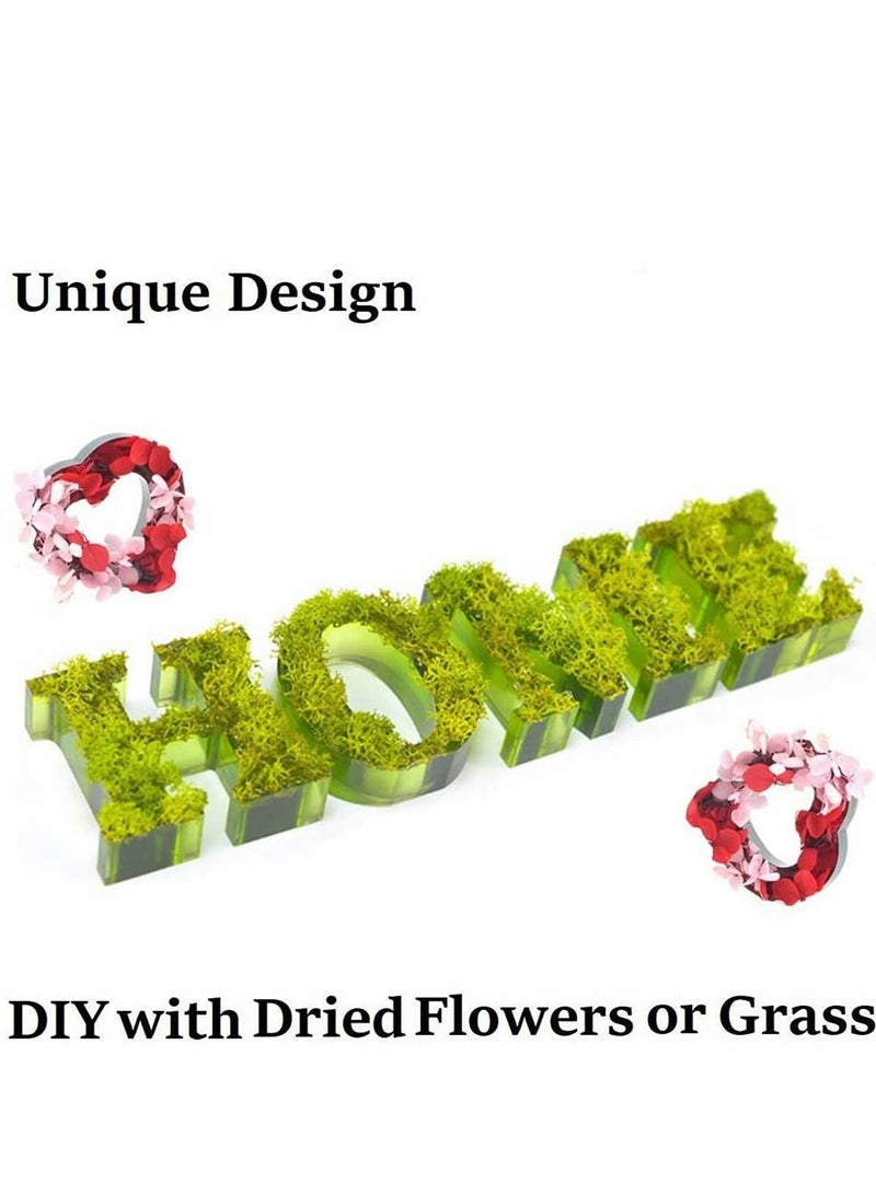 KASTWAVE Crystal Silicone Letter Molds, Love Home Family Resin Molds Kit, DIY Epoxy Molds for Home Decor Wall Art Hanging (Mix 3 Pcs) - Image 2