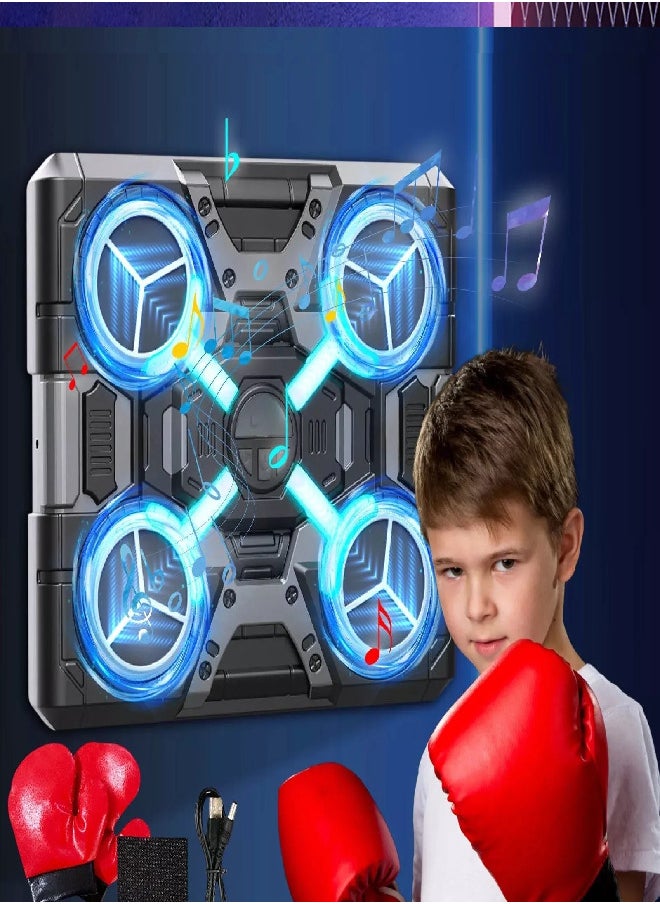 Generic Music Boxing Machine with Gloves Light Accessories Wall Mounted Target for Child  - Image 1