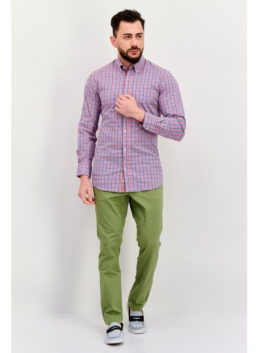 Tailorbyrd Men Regular Fit Gingham Pattern Long Sleeve Casual Shirt, Red  - Image 2
