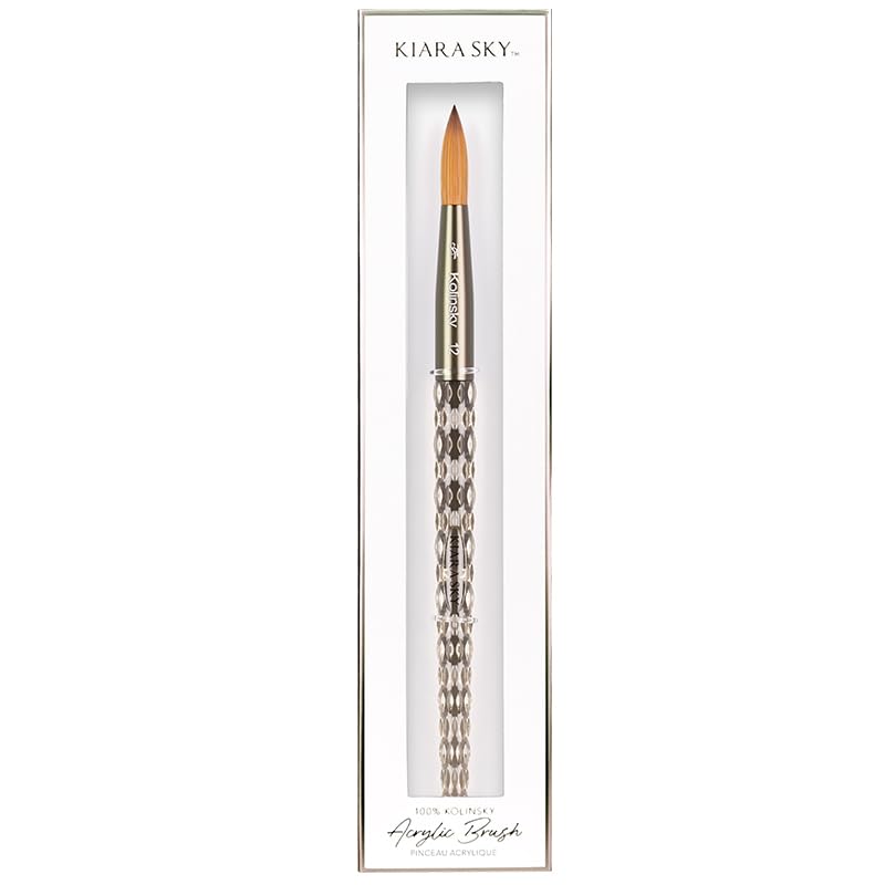 Kiara Sky Acrylic Brush #12 - Clear | 100% Pure Kolinsky | Crystal Cut Handle and Acetone Resistant - Image 2