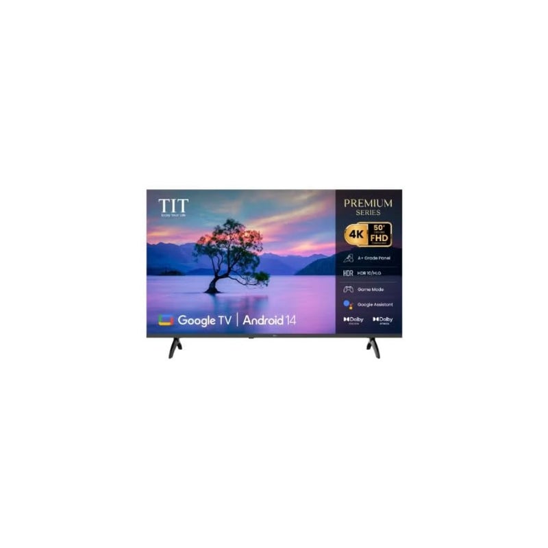 Smart TV for living room use, A+ panel, black finish, 4K FHD resolution with Dolby Vision Atmos, HDR10/HLG, Game Mode, Android 14, Google Assistant, HDMI ARC - Image 1