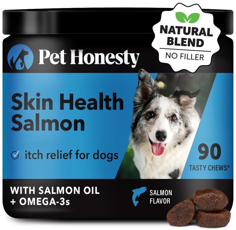 Pet Honesty Skin Health Salmon Chews - Itch Relief for Dogs, Omega 3 Fish Oil for Dogs, Natural Salmon Oil for Dogs Chews for Healthy Skin & Coat, May Reduce Shedding, Dog Fish Oil Supplements - 90 Ct - Image 1