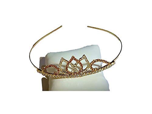 Drishti® Golden Crystal Rhinestone Princess Hair Tiara Crown for Girls and Kids Pack of- 2 (Same Design) - Image 1