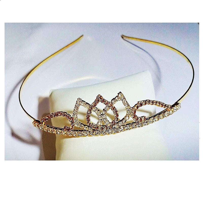 Drishti® Golden Crystal Rhinestone Princess Hair Tiara Crown for Girls and Kids Pack of- 2 (Same Design) - Image 3