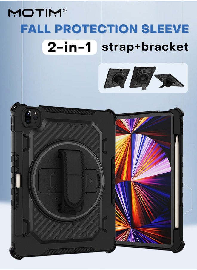 Motim iPad Pro 12.9 6th 5th 4th 3rd Generation Case, 2022 2021 2020 2018, iPad Case with 360° Rotating Kickstand, Anti-slip Handle, Apple Pencil Holder, Heavy Duty Hybrid Back Shockproof Protective Cover  - Image 2