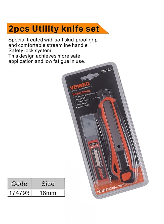 فيبر طقم مشرط ويبر ٢ قطعة مع شفرة غيار – مقاس ١٨ ملم – قفل أمان - Image 1