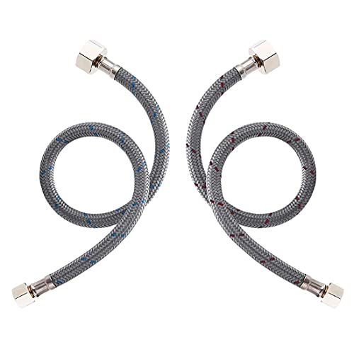WOWOW 24 Inch Faucet Supply Hoses Bathroom Kitchen Faucet Sink Hose Braided Nylon Faucet Supply Lines Female Compression Thread 3/8" Comp x 1/2" FIP 2Pcs (1 Pair) - Image 5