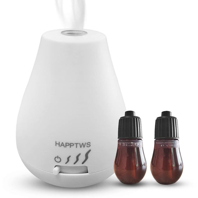 ESSENTIAL OIL DIFFUSER WATERLESS DIFFUSER 3 TIMER SETTINGS BATTERY POWERED FOR BEDROOM YOGA ROOM TOILET PET ROOM WHITE