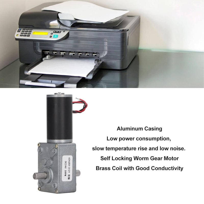 5RPM 24V DC Gear Motor High Torque Dual Shaft Reversible For Printers Copiers - Image 2