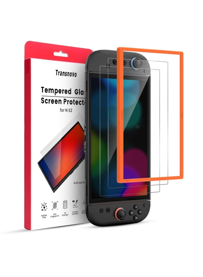 Transnovo 2-Pack Screen Protector Tempered Glass Compatible with Nintendo Switch 2 2025 [9H Hardness], Bubble-Free, Anti-Scratch, HD Clear with Alignment Frame Travel Case Friendly Cover Accessories  - Image 1