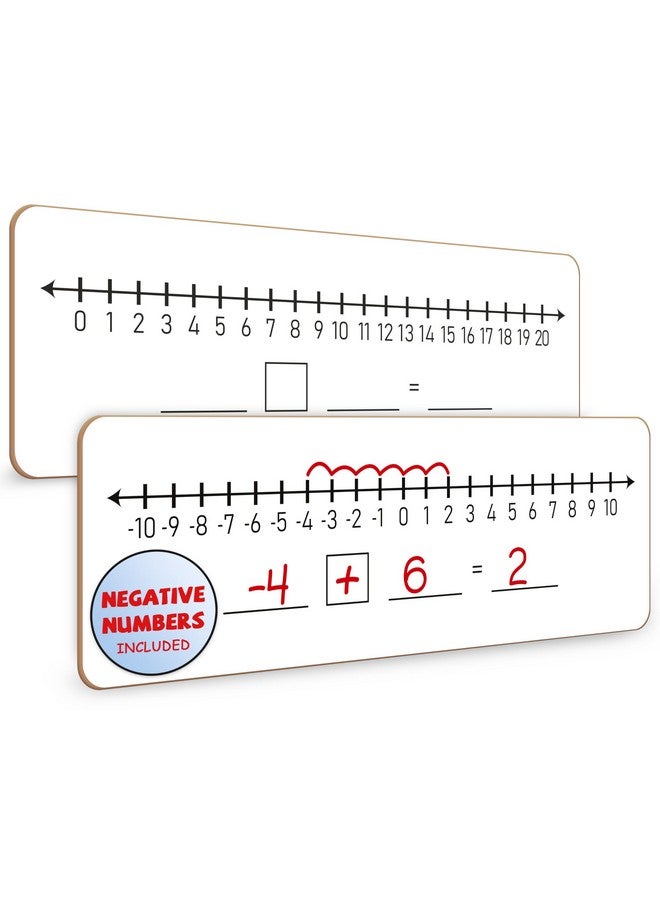 Scribbledo Negative Number Line Board 4”X12” Inch Lapboard Double Sided White Board Featuring -10 Through +10 Number Line & 0-20 Dry Erase Students Desk Whiteboard Math Manipulatives - Image 1
