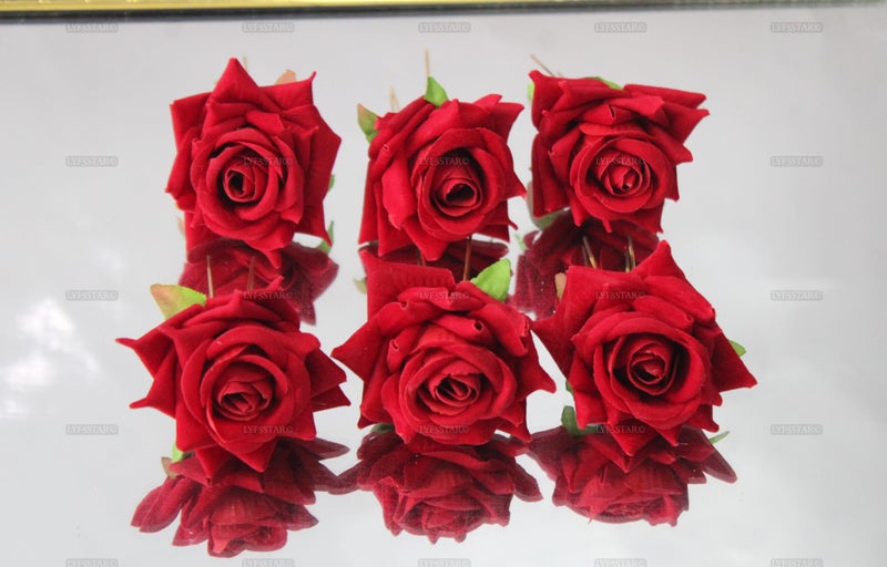 LYF5STAR Artificial Red Rose Juda Hair pin - Pack of 6 | Handmade Rose Juda Pin, Elegant Red Bridal Hairpin |Stylish Hair Accessories For Girls and Women | Pack of 6 - Image 3