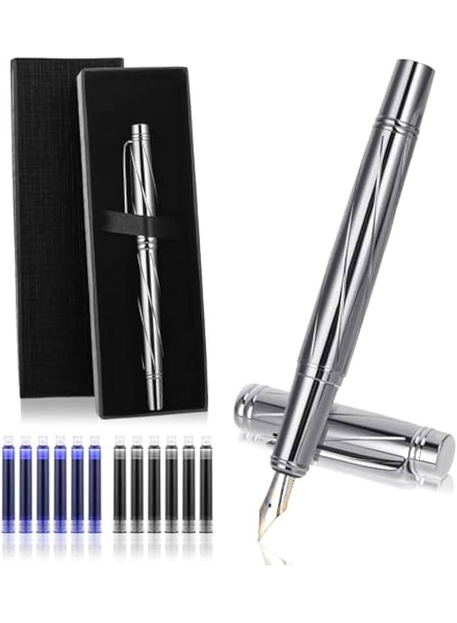 erorex Business Fountain Pen Set Metal Fountain Pens Fine Nib Luxury Fountain Pens Fancy Fountain Pen Set With12 3.4Mm Ink Cartridges And Converter Smooth Writing For Journaling Office School Supplies - Image 1