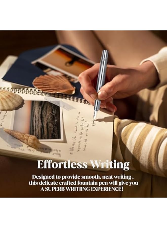 erorex Business Fountain Pen Set Metal Fountain Pens Fine Nib Luxury Fountain Pens Fancy Fountain Pen Set With12 3.4Mm Ink Cartridges And Converter Smooth Writing For Journaling Office School Supplies - Image 4