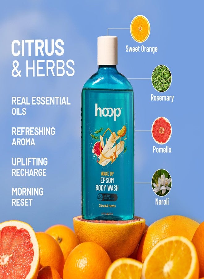 hoop Epsom Body Wash Citrus & Herbs | Epsom Salt Body Wash with Bath Salt | Refreshing Shower Gel with Uplifting Citrus Aroma | 300 ml - Image 4