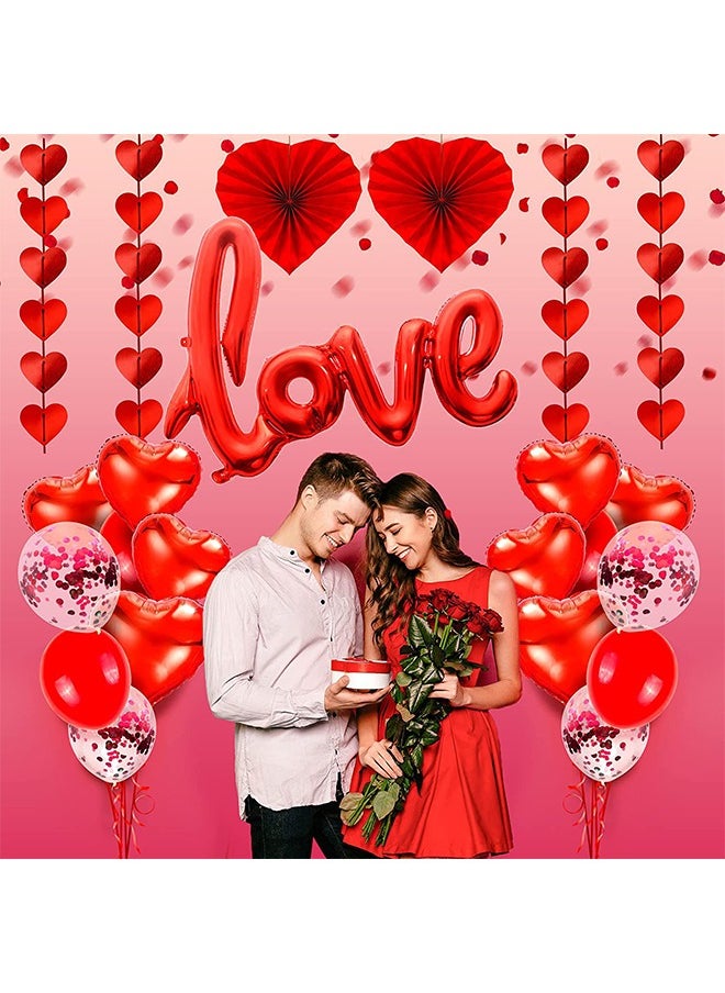 Lemon Red LOVE Balloons, Red Heart Balloons Foil, For Party Decoration, Valentines Day Balloons, Romantic Balloons  - Image 3