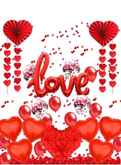 Lemon Red LOVE Balloons, Red Heart Balloons Foil, For Party Decoration, Valentines Day Balloons, Romantic Balloons  - Image 1
