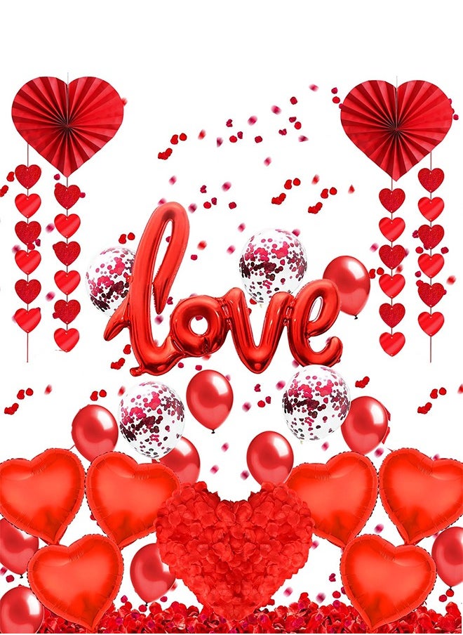 Lemon Red LOVE Balloons, Red Heart Balloons Foil, For Party Decoration, Valentines Day Balloons, Romantic Balloons  - Image 1