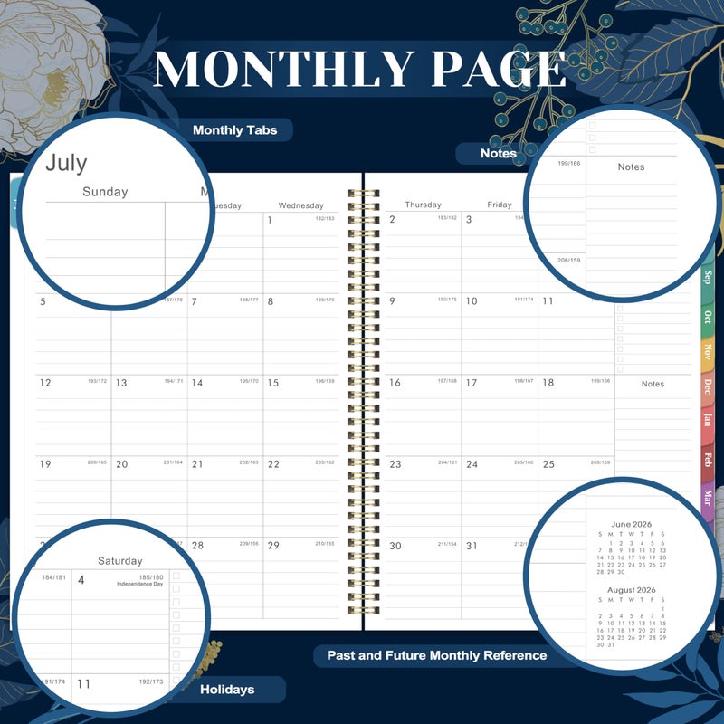 Feteulo Planner 2026-2027 - Academic Planner 2026-2027, Jul 2026 - Jun 2027, Planner Weekly and Monthly, 8.5" x 11", Monthly Tabs, Twin-Wire Binding, Holidays, Back Pocket, Habit Tracker - Image 3