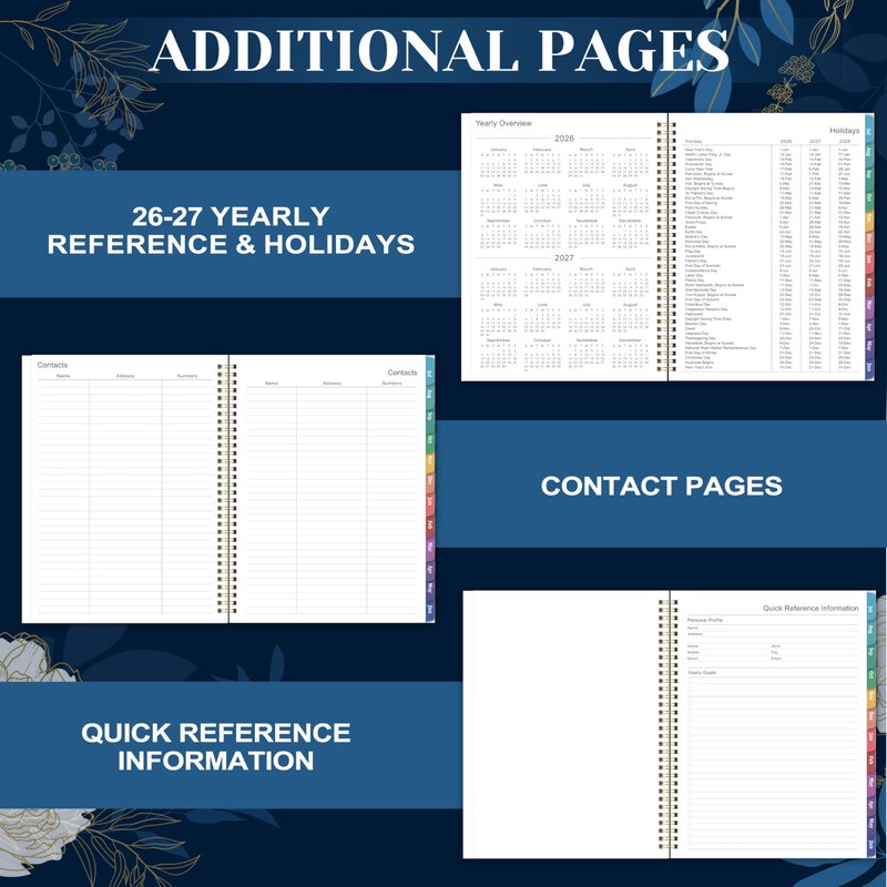 Feteulo Planner 2026-2027 - Academic Planner 2026-2027, Jul 2026 - Jun 2027, Planner Weekly and Monthly, 8.5" x 11", Monthly Tabs, Twin-Wire Binding, Holidays, Back Pocket, Habit Tracker - Image 5