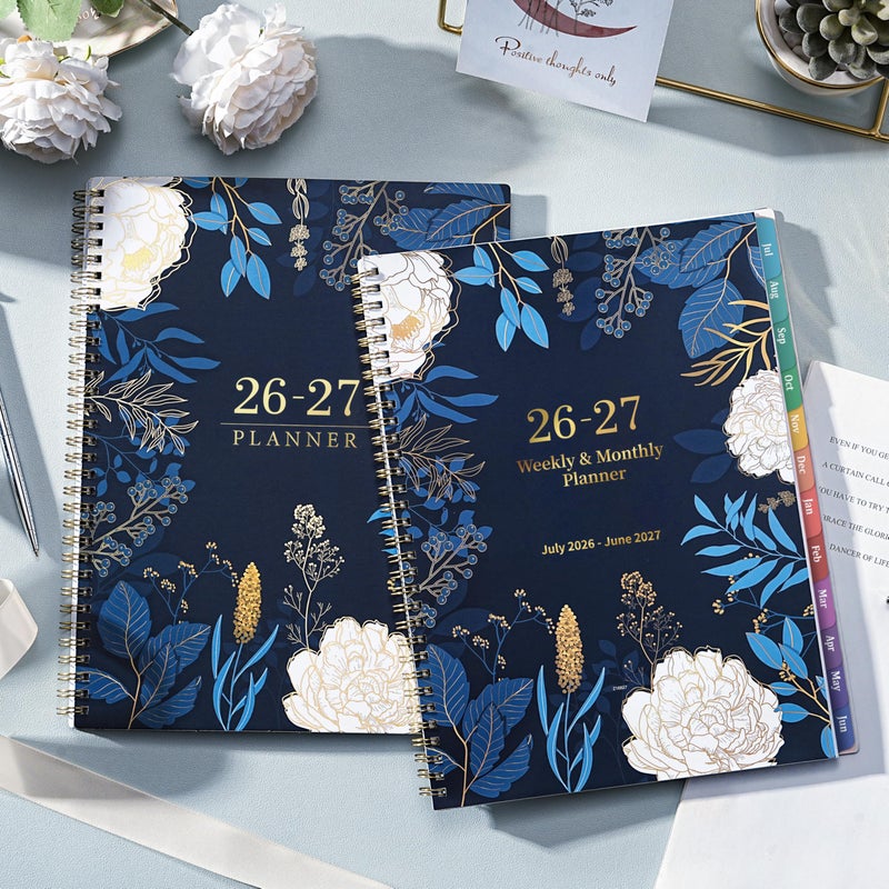 Feteulo Planner 2026-2027 - Academic Planner 2026-2027, Jul 2026 - Jun 2027, Planner Weekly and Monthly, 8.5" x 11", Monthly Tabs, Twin-Wire Binding, Holidays, Back Pocket, Habit Tracker - Image 2