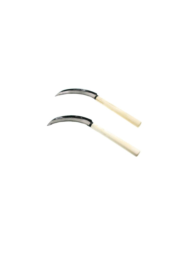 2 Pcs Lightweight Gardening Grass Sickle Steel Sharp Wooden Handle Weeding Garden Tool - Image 2