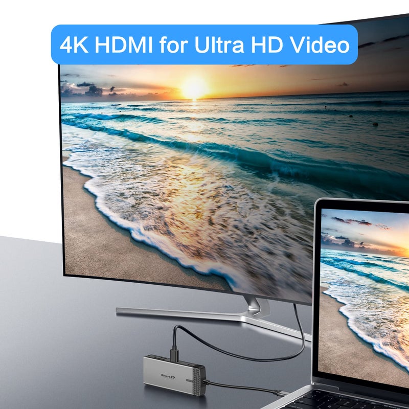 SmartQ H352 7-in-1 USB C Hub with 4K HDMI, 100W PD, USB-C Data Port, 2 USB-A 5Gbps, SD Card Reader & MicroSD Slot, Compatible with MacBook Air/Pro, XPS, Laptops, Tablets, Desktops - Image 5