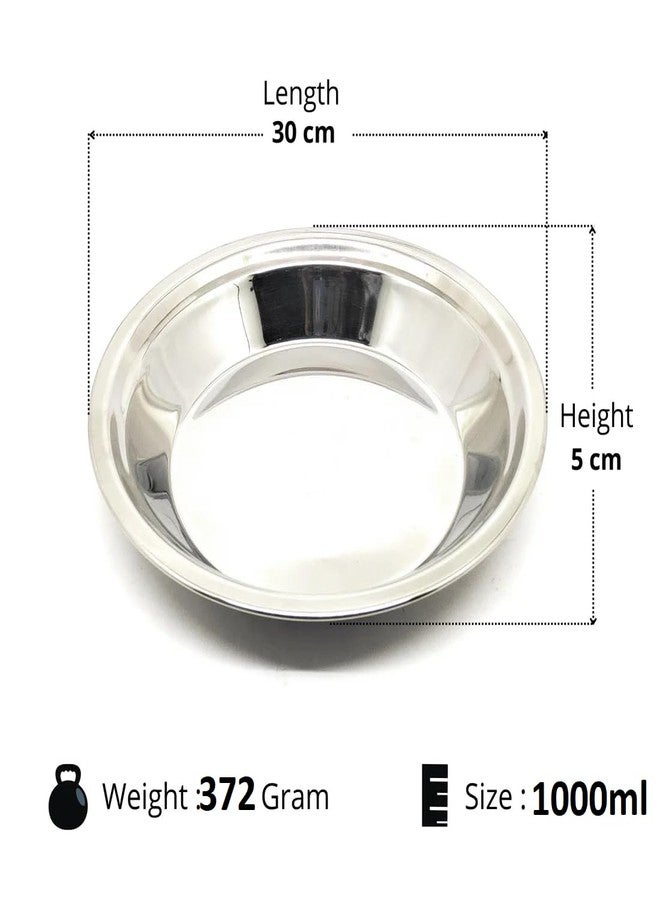 Bartan Star Stainless Steel Solid Silver Atta Parat for Dough,Mixer and Serving - 30 Centimeters (with Stainless Steel Atta Chalni) - Image 2