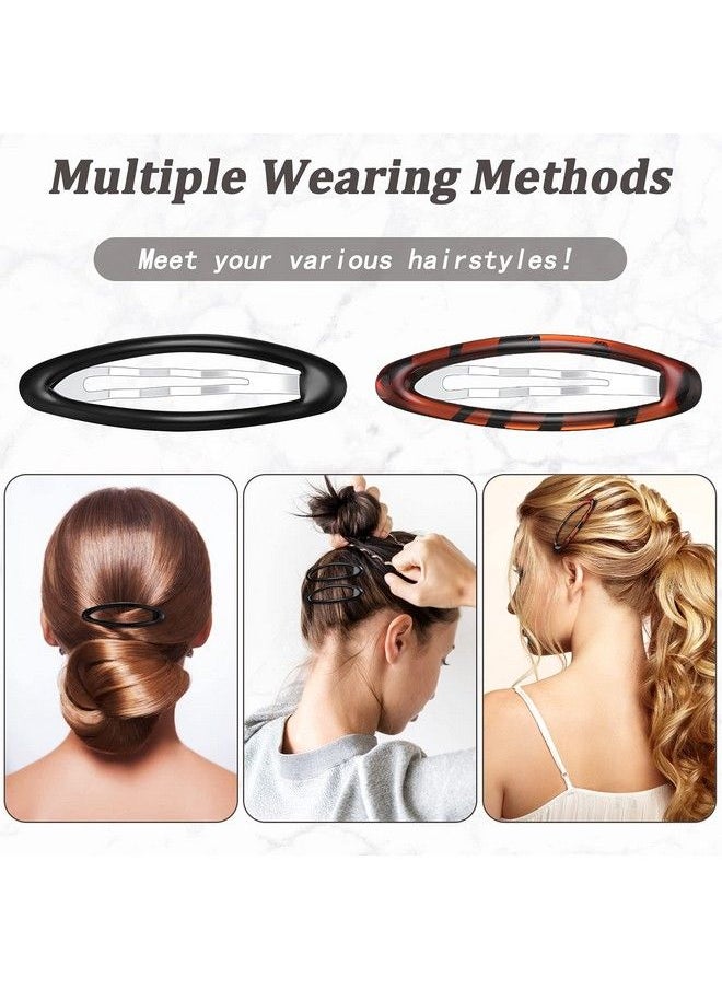 Waydress - 12 Pieces Oval Snap Hair Clips Tortoise Metal Snap Clips Oval Epoxy Hair Grips Metal Ellipse Hair Clips Non Slip Snap Hair Barrettes Hair Accessories For Women Girls Hair Styling 2.8 In(Fresh Style) - Image 1