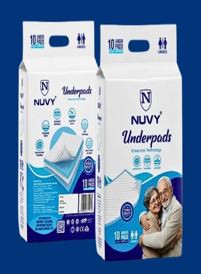 Nuvy Premium Underpads, Large (Pack of 10 Pieces) Skin Friendly Top Sheet, Breathable Membrane, Leak Proof Barrier, Hypoallergenic & Hydrophilic Matrix 60cmx90cm - Image 2