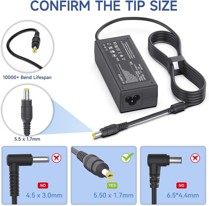 LJO-EEIH 19V Power Cord for Acer Monitor, Acer LCD Monitor H236HL, SA230, G276HL, S230HL, G246HL, G206HQL, S271HL, S240HL, G236HL, S220HQL, S202HL, SB220Q, S231HL Power Supply - Image 4