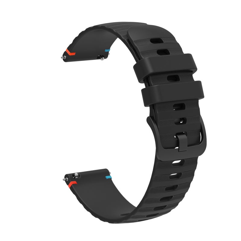 For Amazfit Watch Bip 5 Wavy Dotted Stitched 22Mm Silicone Watch Band(Black) - Image 3