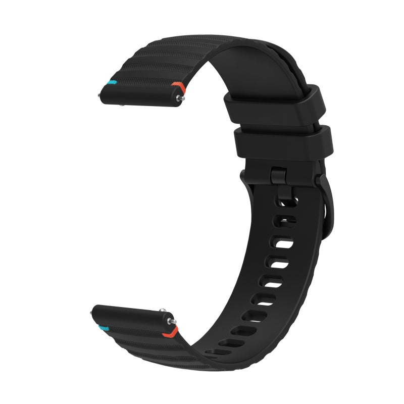 For Amazfit Watch Bip 5 Wavy Dotted Stitched 22Mm Silicone Watch Band(Black) - Image 2