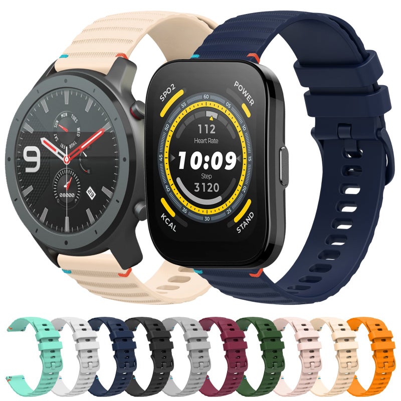 For Amazfit Watch Bip 5 Wavy Dotted Stitched 22Mm Silicone Watch Band(Black) - Image 5