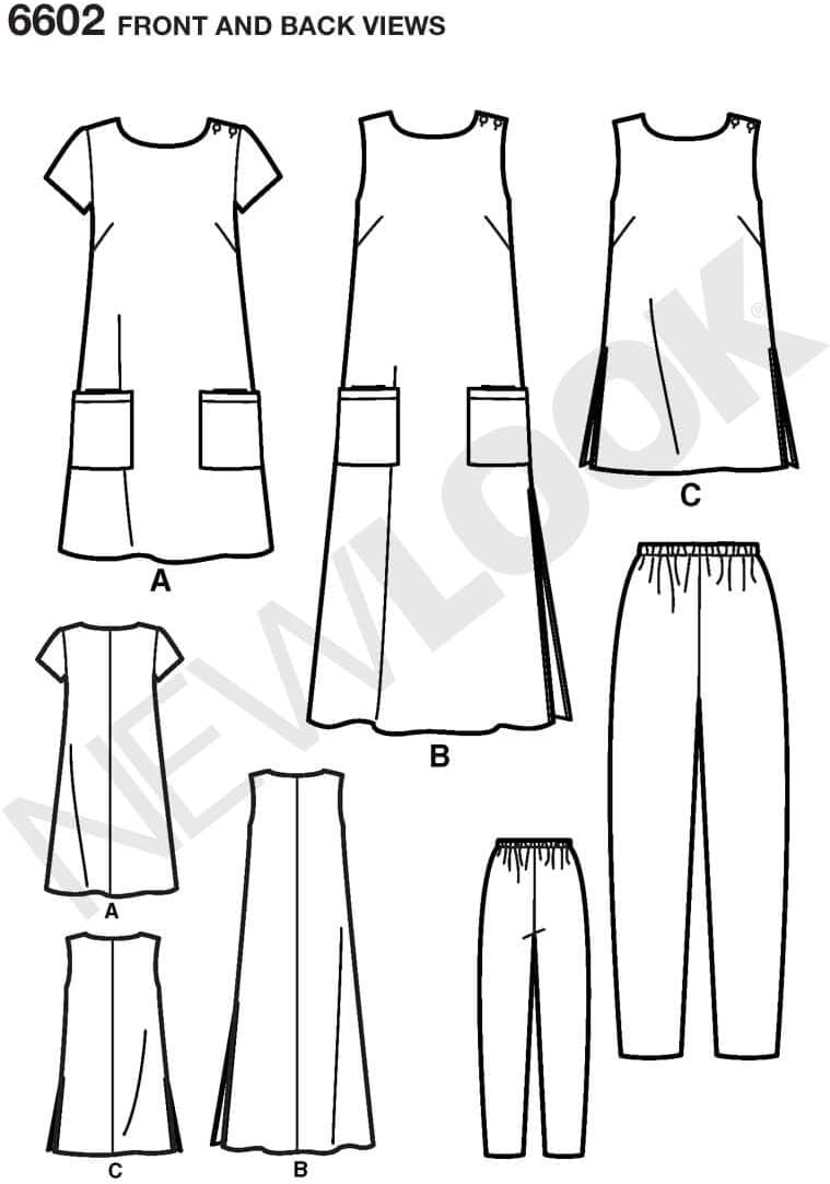 New Look 6602 Easy Collection Misses Dresses Sewing Pattern - Sizes A (S-M-L-XL-XXL) - Image 2