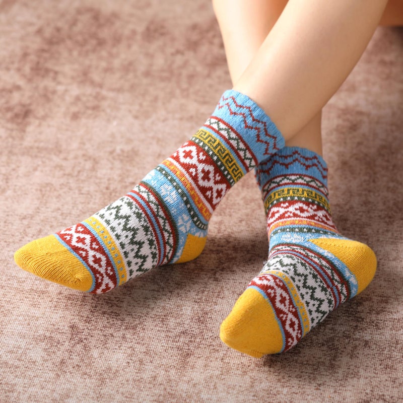 Premillow Wool Socks for Women - Womens Wool Socks Winter Sock for Women Men Warm Thick Knit Soft Vintage Casual Crew Sock - Image 2