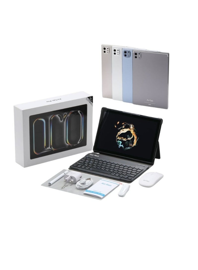 AirTab Pro Android Tablet with Arabic Keyboard | High-Performance Tablet for Work, Study & Entertainment | Slim Design | Dual SIM 4G LTE + Wi-Fi | Full HD Display | Long Battery Life | Arabic/English Keyboard Included | Grey - Image 1