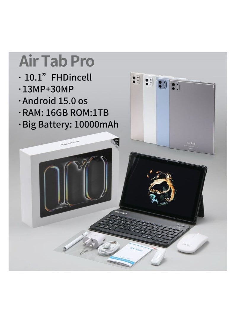 AirTab Pro Android Tablet with Arabic Keyboard | High-Performance Tablet for Work, Study & Entertainment | Slim Design | Dual SIM 4G LTE + Wi-Fi | Full HD Display | Long Battery Life | Arabic/English Keyboard Included | Grey - Image 2