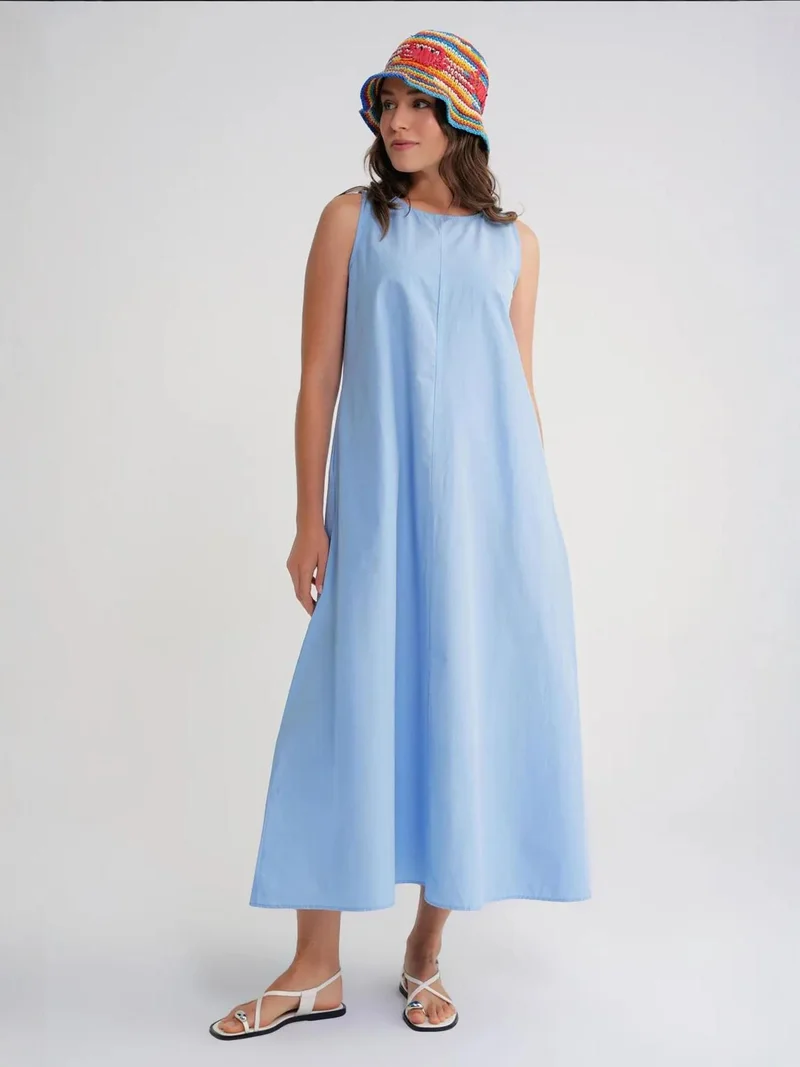 MixRay Mixray Relaxed Fit Maxi Dress with Button Closure and Pockets