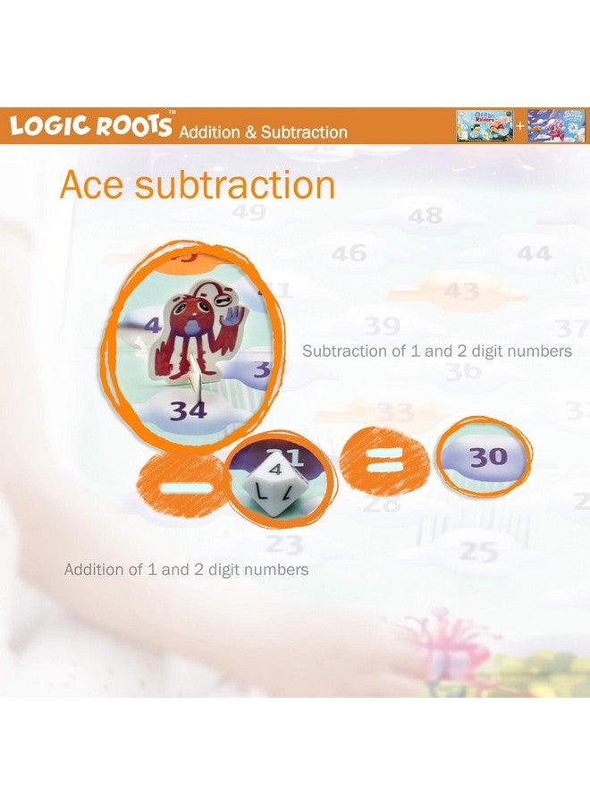 Logic Roots Addition and Subtraction Games - Pack of 2, Ocean Raiders and Cloud Hoppers, Math Board Games & STEM Toys for 6-8 Year Olds, Educational Gift for Kids, Homeschoolers, Kindergarten and Up - Image 3