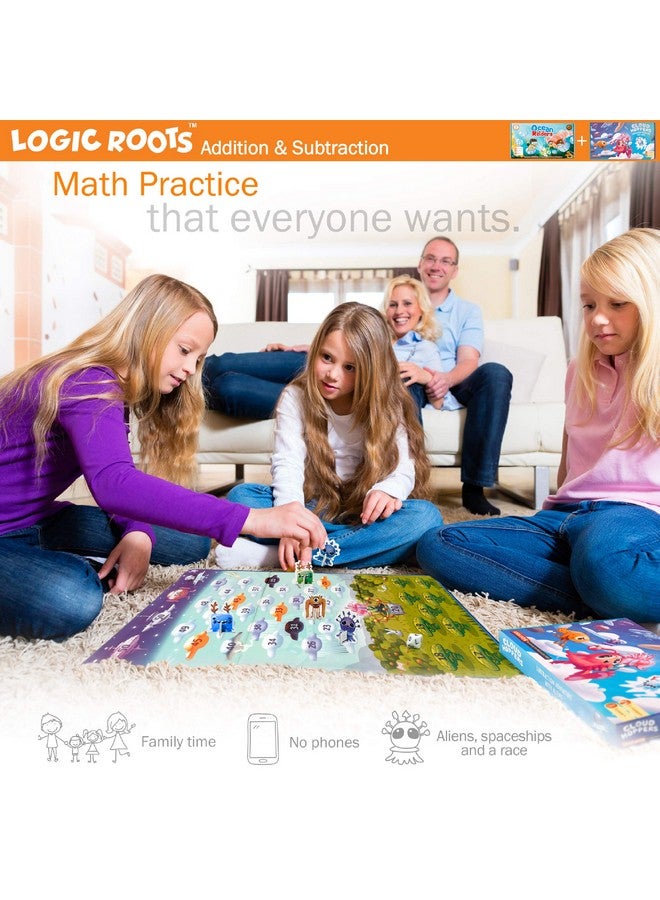 Logic Roots Addition and Subtraction Games - Pack of 2, Ocean Raiders and Cloud Hoppers, Math Board Games & STEM Toys for 6-8 Year Olds, Educational Gift for Kids, Homeschoolers, Kindergarten and Up - Image 5