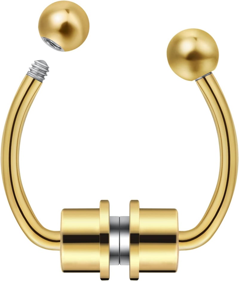 outerunner Store Fake Nose Ring Septum Piercing Magnet Magnetic Nose Hoop Rings Faux Septum Rings Non Piercing Clip On Nose Hoop Rings - Image 3